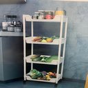Ver imagem 3 de Carrinho Organizador Multiuso 4 Prateleiras Plástico com Rodas para Cozinha Quarto Banheiro Branco
