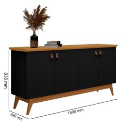 Aparador Buffet Balcão 4 Portas Black Nature Absolut J&a - 3