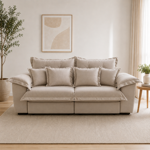 Sofa Linho Retratil Reclinavel Majestade 200cm Premium