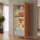 Ver imagem 1 de Cristaleira Prime 2 Portas 1 Gaveta com Vidro e Led Naturalle/off White - Mavaular