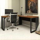 Ver imagem 1 de Mesa de Escritório em L Linha Industrial Metalon Tampo 40mm 