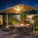 Ver imagem 1 de Ombrelone 3x3 em Alumínio Preto com Led e Base para Piscina