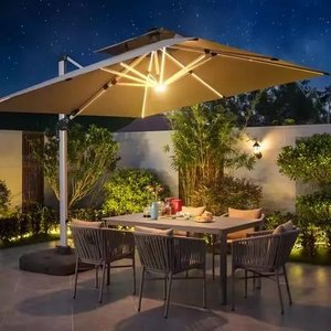 Ombrelone 3x3 em Alumínio Preto com Led e Base para Piscina