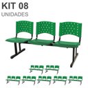 Ver imagem 1 de Kit 08 Cadeiras longarinas PLÁSTICAS 03 Lugares - Cor VERDE - REALPLAST - 23078