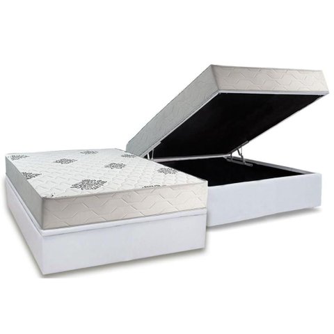 Cama Box Baú Casal + Colchão Ortopédico Inovaflex Comfort Premium