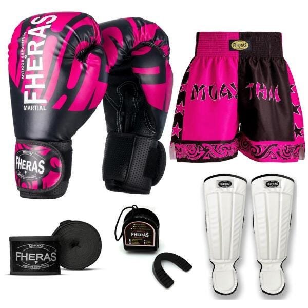 Kit Boxe Muay Thai Fheras Top Elite Rosa (03002340) - 7