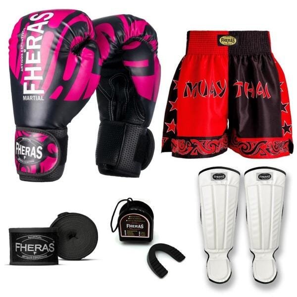 Kit Boxe Muay Thai Fheras Top Elite Rosa (03002339) - 1
