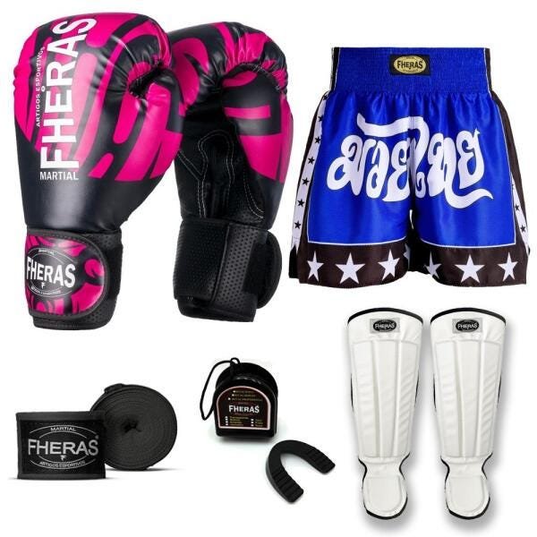 Kit Boxe Muay Thai Fheras Top Elite Rosa (03002349) - 1
