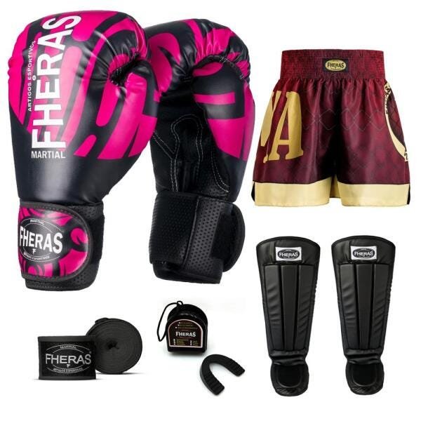 Kit Boxe Muay Thai Fheras Top Elite Rosa (03002352) - 7
