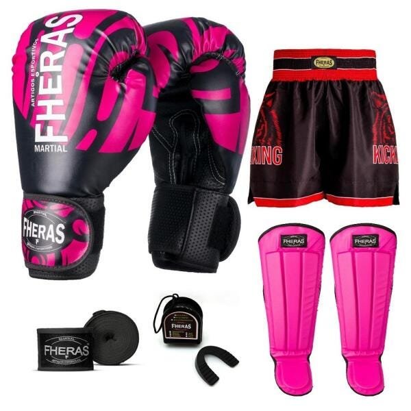 Kit Boxe Muay Thai Fheras Top Elite Rosa (03002381) - 7