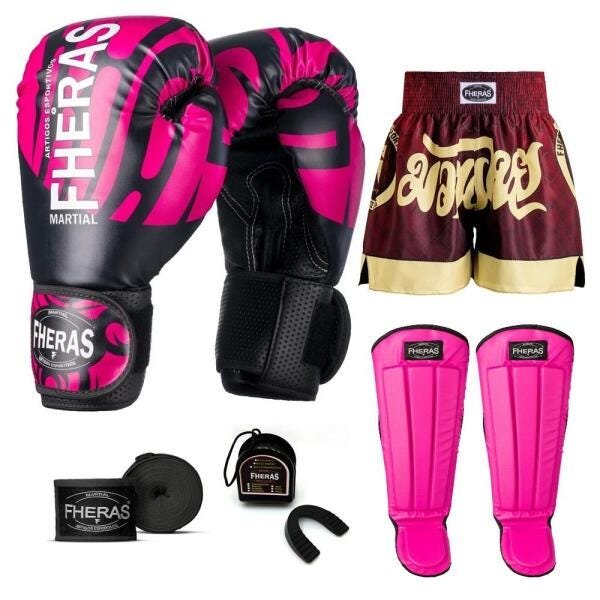 Kit Boxe Muay Thai Fheras Top Elite Rosa (03002380) - 7