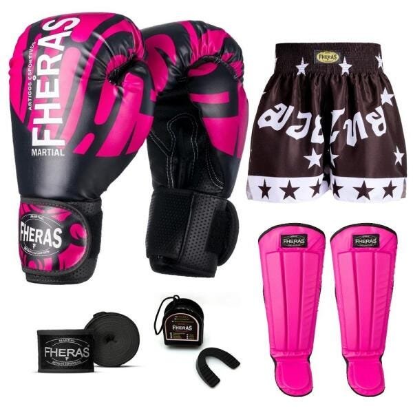 Kit Boxe Muay Thai Fheras Top Elite Rosa (03002384) - 7