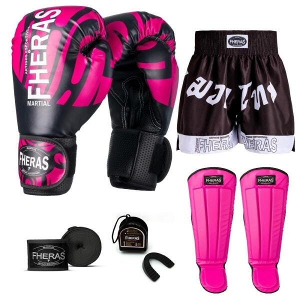 Kit Boxe Muay Thai Fheras Top Elite Rosa (03002386) - 1