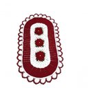 Ver imagem 1 de Tapete Crochê Oval Sala Quarto Flores Branco Vermelho 69x50