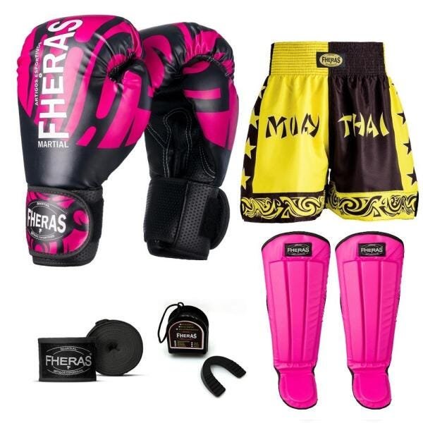 Kit Boxe Muay Thai Fheras Top Elite Rosa (03002390) - 7