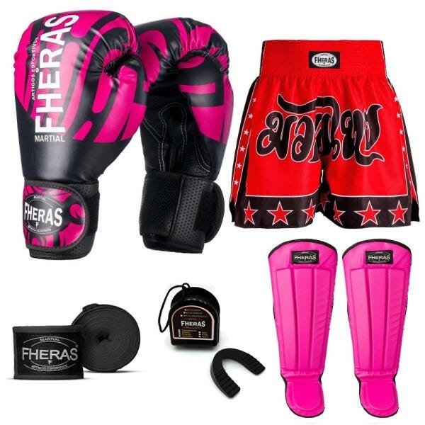 Kit Boxe Muay Thai Fheras Top Elite Rosa (03002398) - 1