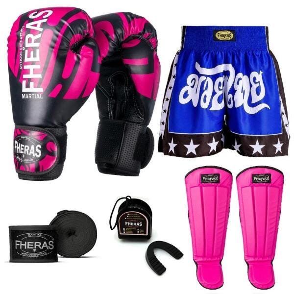 Kit Boxe Muay Thai Fheras Top Elite Rosa (03002402) - 1