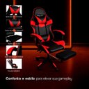 Ver imagem 3 de Cadeira Gamer Stillus Reclinável 120° com Apoio para Os Pés e Cabeça Vermelho