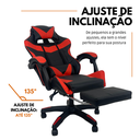 Ver imagem 7 de Cadeira Gamer Stillus Ergonômica com Apoio para Os Pés - Vermelho - 1 + E-book