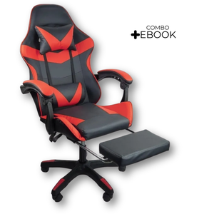 Cadeira Gamer Stillus Ergonômica com Apoio para Os Pés - Vermelho - 1 + E-book