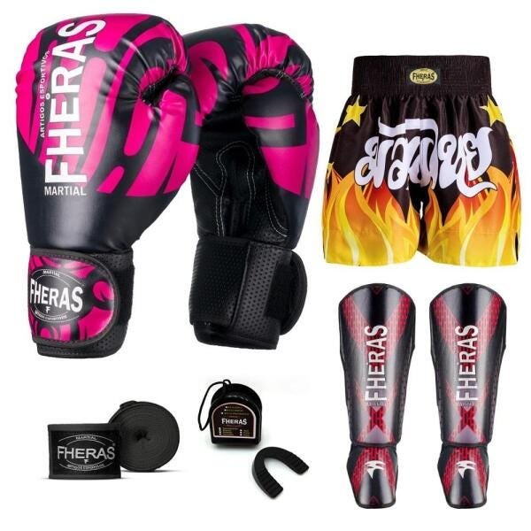 Kit Boxe Muay Thai Fheras Top Elite Rosa (03002464) - 7