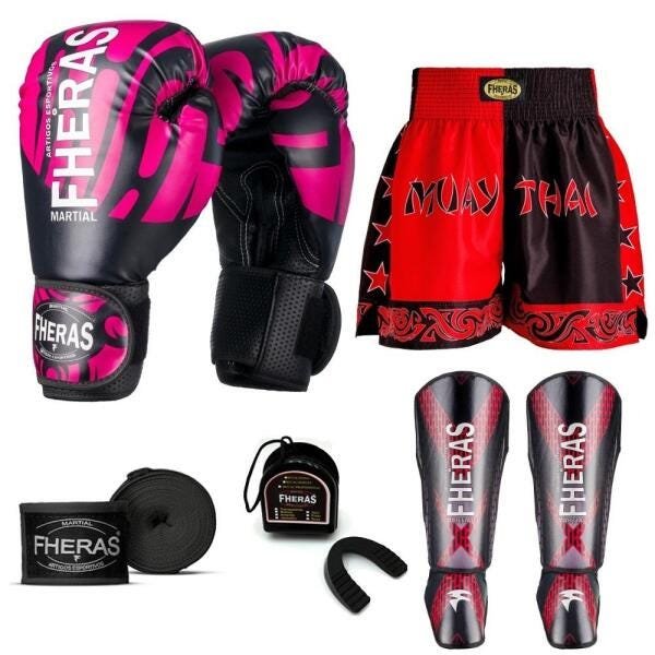 Kit Boxe Muay Thai Fheras Top Elite Rosa (03002466) - 1