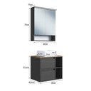 Ver imagem 3 de Conjunto para Banheiro Gabinete Suspenso 60cm com Cuba Espelheira com LED CJ8005.40 Preto/Mel/Grafite