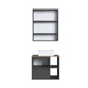 Ver imagem 7 de Conjunto para Banheiro Gabinete Suspenso 60cm com Cuba Espelheira com LED CJ8005.40 Preto/Mel/Grafite