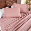 Ver imagem 1 de Jogo Cama Lençol Honore Casal Padrão Micro Percal 200 Fios C/ Detalhes Bordados 4 Peças - Sal