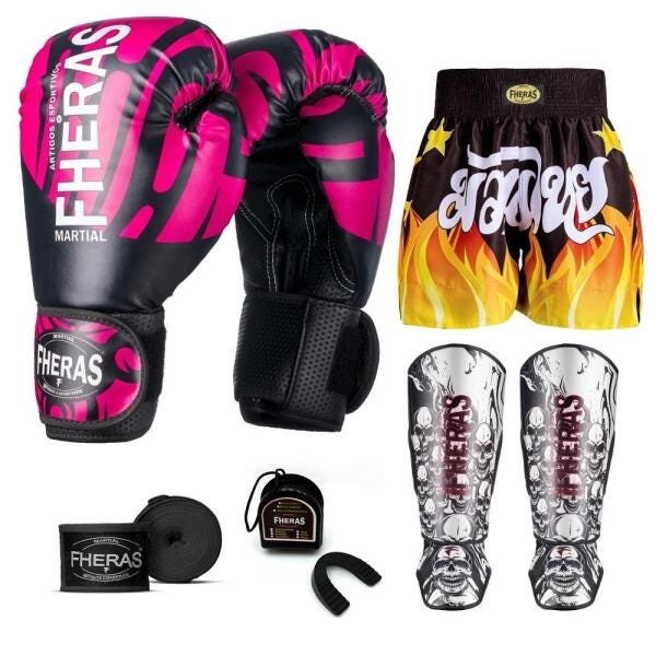 Kit Boxe Muay Thai Fheras Top Elite Rosa (03002473) - 7