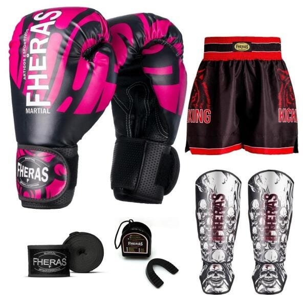 Kit Boxe Muay Thai Fheras Top Elite Rosa (03002472) - 1