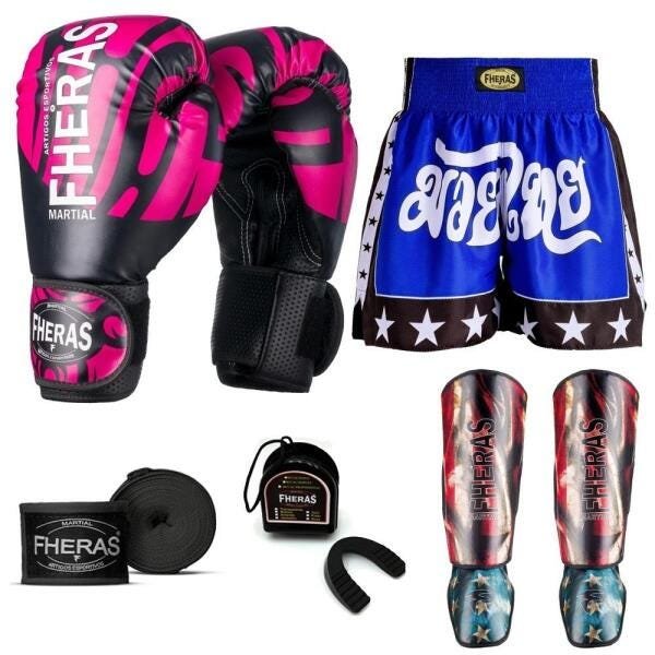 Kit Boxe Muay Thai Fheras Top Elite Rosa (03002475) - 1