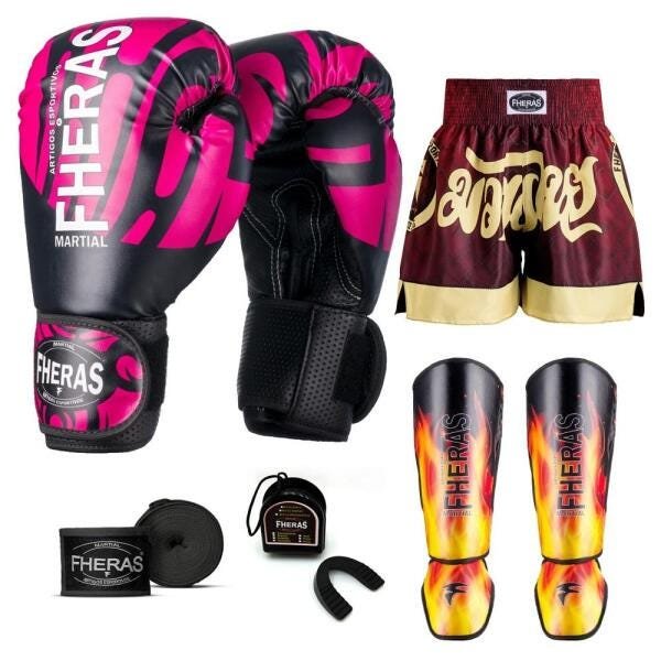 Kit Boxe Muay Thai Fheras Top Elite Rosa (03002477) - 1