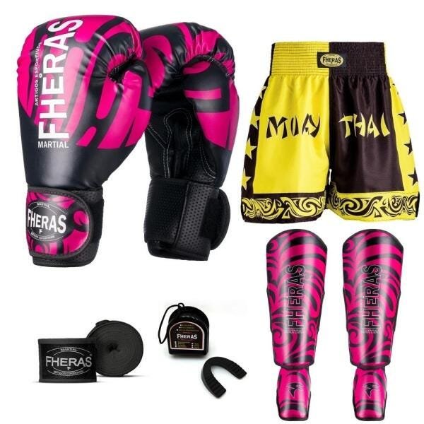 Kit Boxe Muay Thai Fheras Top Elite Rosa (03002534) - 7