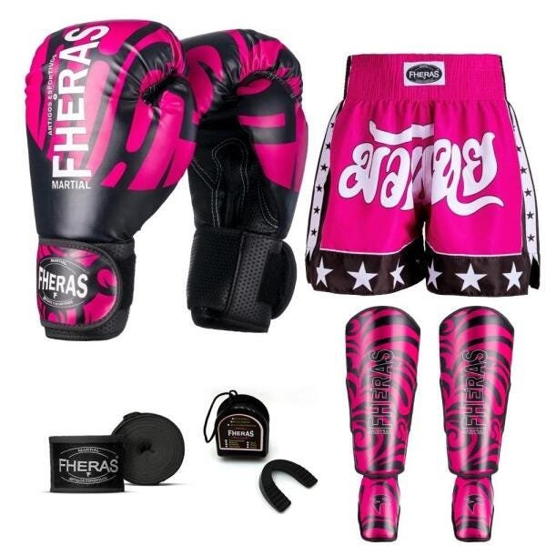 Kit Boxe Muay Thai Fheras Top Elite Rosa (03002535) - 7