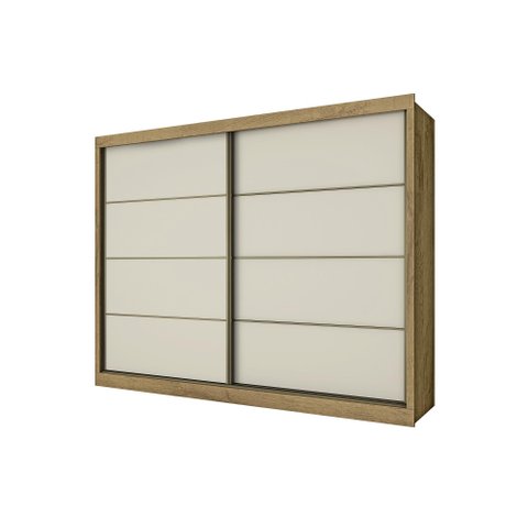 Guarda Roupa Casal 2 Portas 6 Gavetas Sevilha Amendoa Off White - Made Marcs