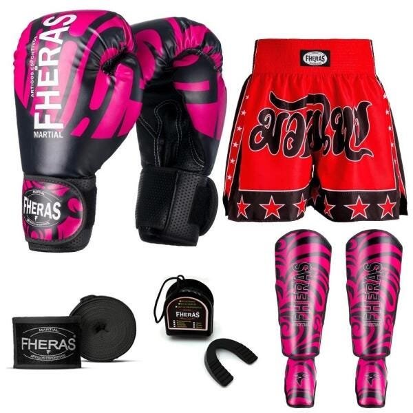 Kit Boxe Muay Thai Fheras Top Elite Rosa (03002542) - 1