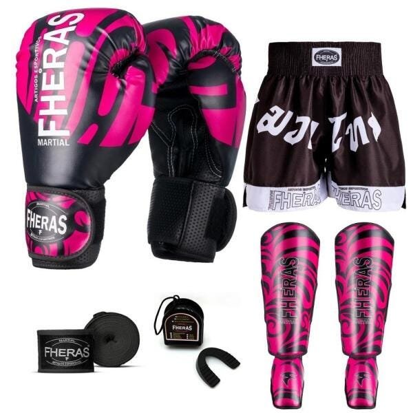Kit Boxe Muay Thai Fheras Top Elite Rosa (03002530) - 7