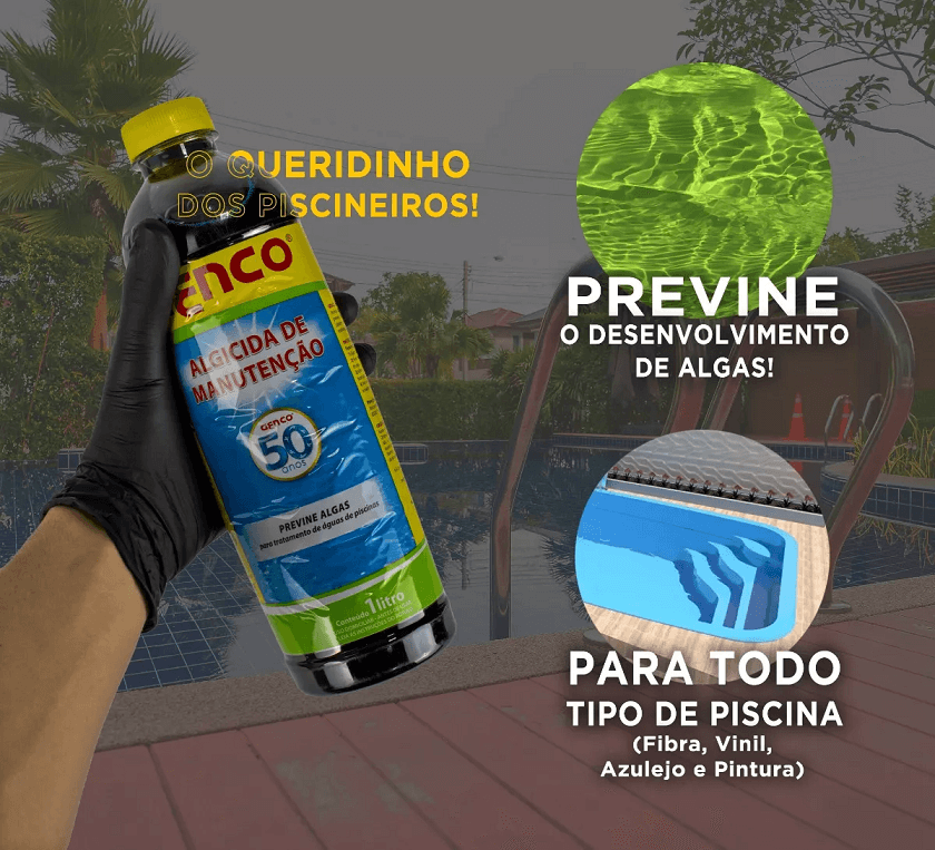 Algicida (previne Algas) Manutenção para Piscina 1l Genco Unico - 3