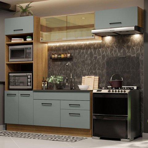 Cozinha Completa 270004 com Armário e Balcão Rustic/cinza