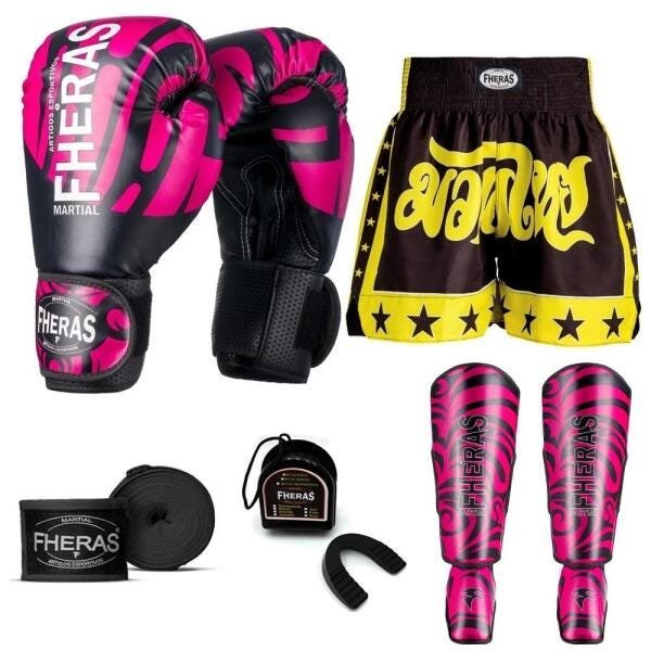 Kit Boxe Muay Thai Fheras Top Elite Rosa (03002545) - 6
