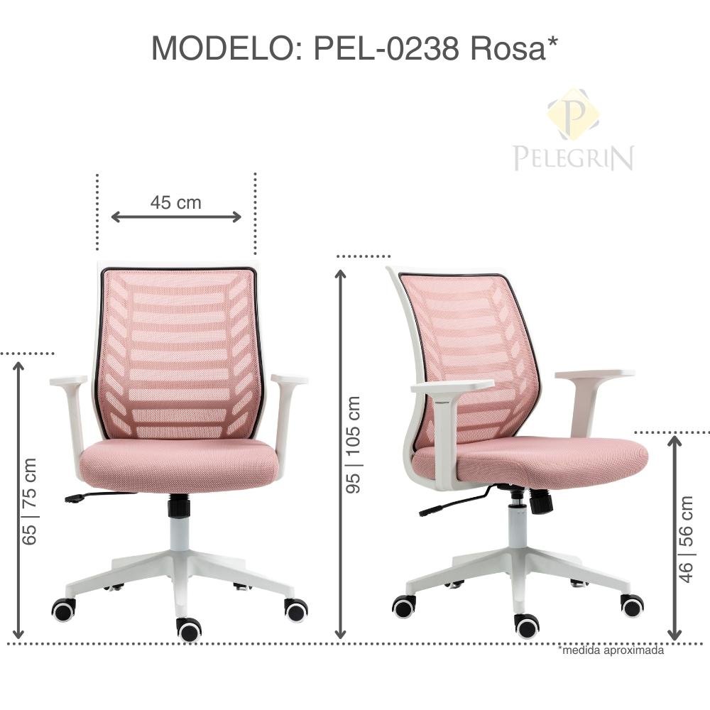 Cadeira de Escritório Diretor Pelegrin Pel-0238 Branco e Rosa - 2