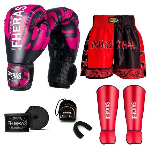 Kit Boxe Muay Thai Fheras Top Elite Rosa (03002552) - 7