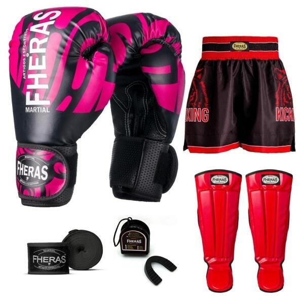 Kit Boxe Muay Thai Fheras Top Elite Rosa (03002405) - 1