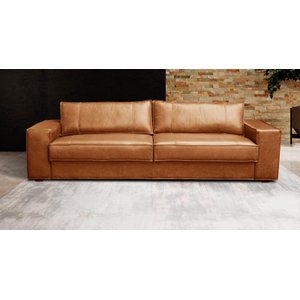 Sofá Decorativo Sala de Estar Valencia 3 Lugares 220cm Couro Soft Mel - Mozzelar