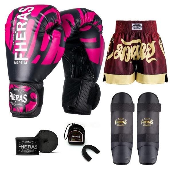 Kit Boxe Muay Thai Fheras Top Elite Rosa (03002412) - 1