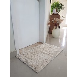Kit 3 Tapetes Algodão para Banheiro, quarto, sala, - Tamanho - 0,50 x 0,80 - Pelo Médio- Cor Cru - 2