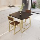 Ver imagem 1 de Conjunto Mesa de Jantar Quadrada Preta 2 Cadeiras Estofado Riviera Industrial Don Castro Marrom