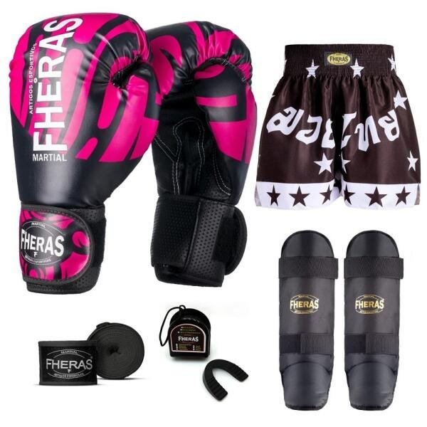 Kit Boxe Muay Thai Fheras Top Elite Rosa (03002416) - 7