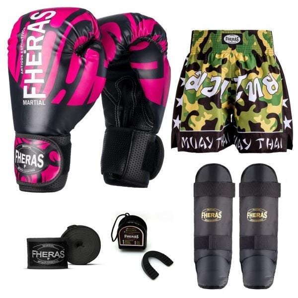 Kit Boxe Muay Thai Fheras Top Elite Rosa (03002419) - 7